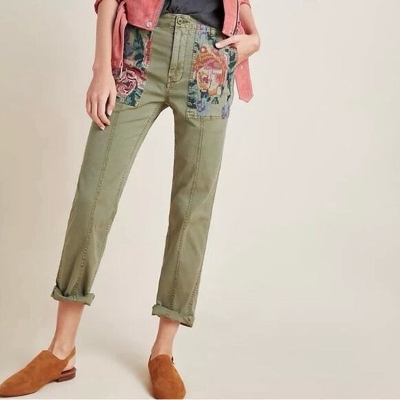 ANTHROPOLOGIE Relaxed Embroidered Trouser Size 29 - Picture 1 of 9